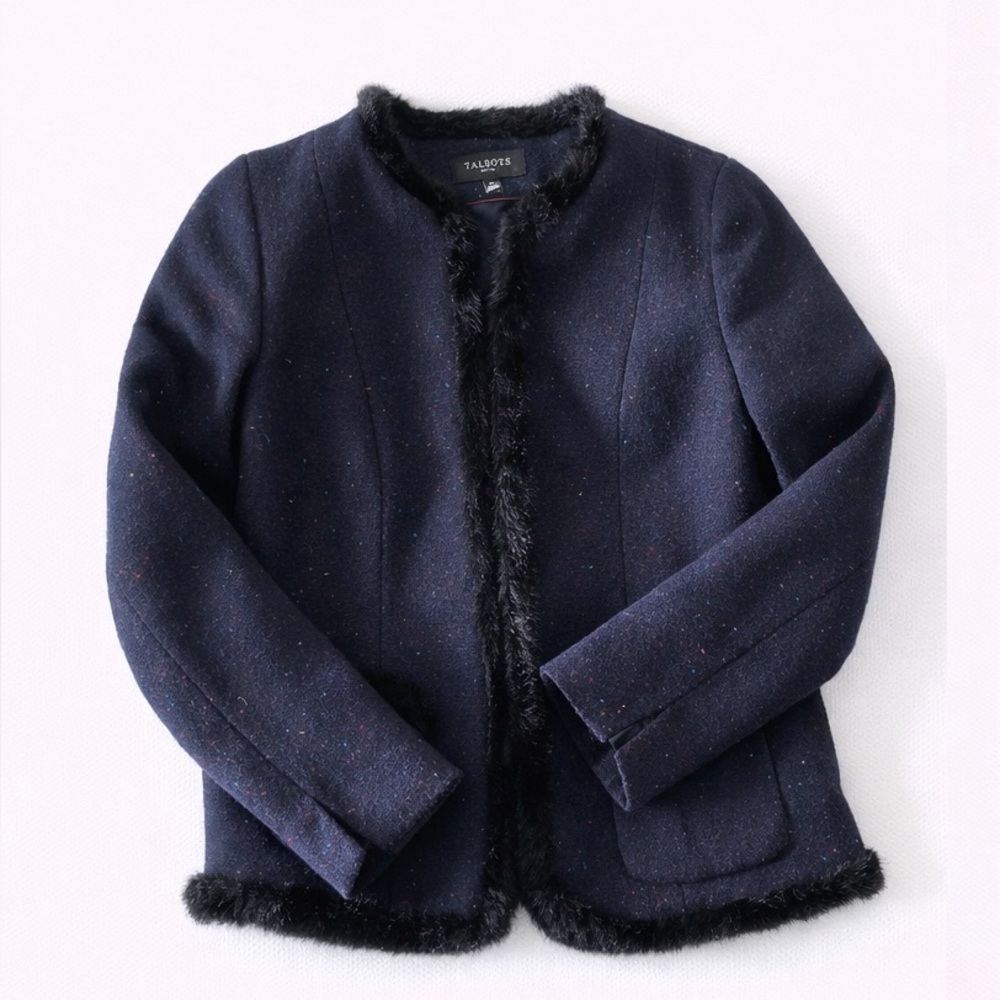 Talbots blazer with faux fur